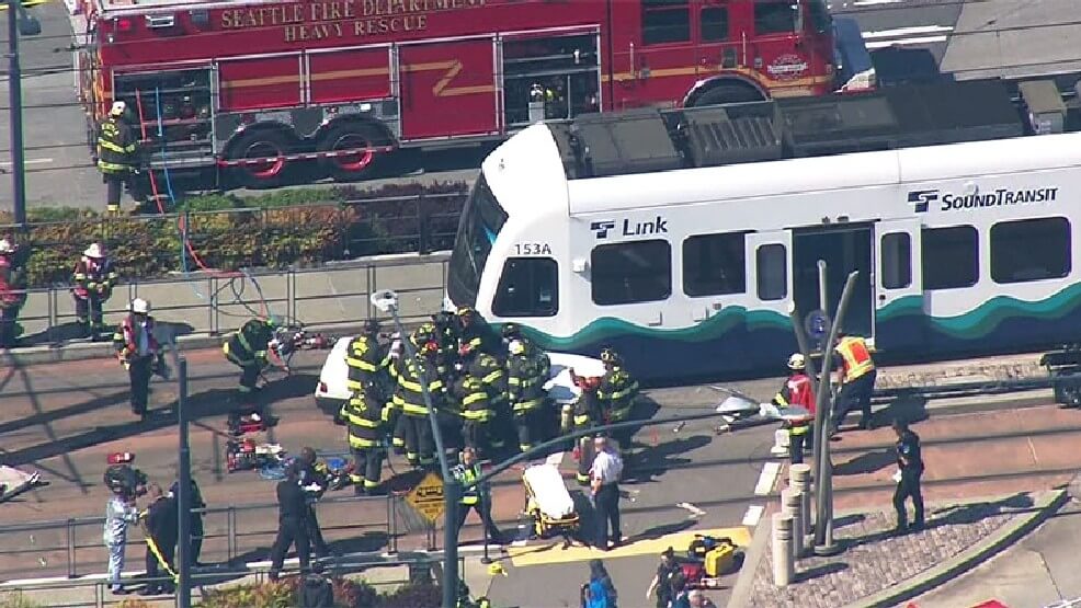 Car Collides with Link Light Rail in Seattle